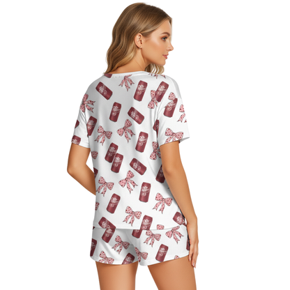 Fun Dr Pepper Printed Short Pajamas - Lightweight Polyester Short Set