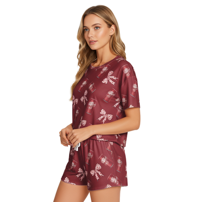 Fun Dr Pepper Printed Short Pajamas - Lightweight Polyester Short Set