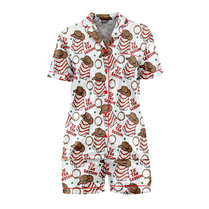 Fun Tree Cake Print Polyester Pajama Set | Cozy Crew Neck Sleepwear