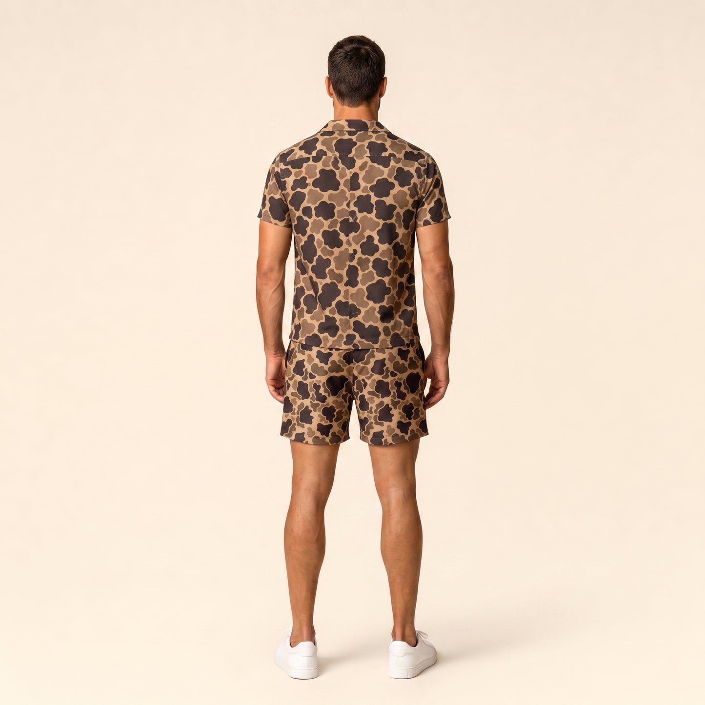 Silpaz Men's Vintage Duck Camo Shorts - back view showing plain back panel and fit