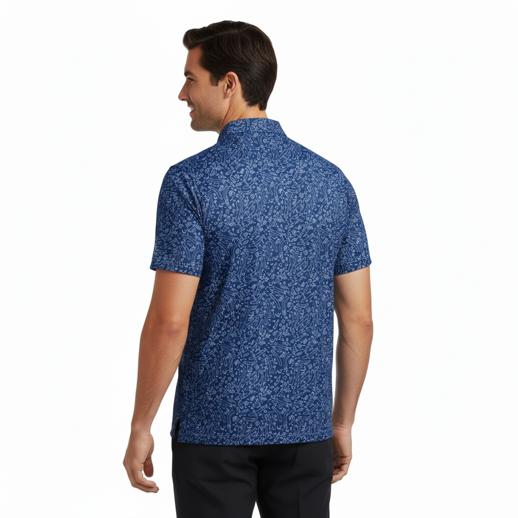 Performance Print Golf Polo Shirt | 4-Way Stretch & Moisture-Wicking